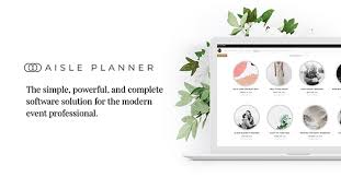 Aisle Planner software displayed on a laptop, promoting a complete and powerful planning solution for modern event and wedding professionals.
